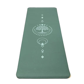 grøn livets træ yogamåtte med print