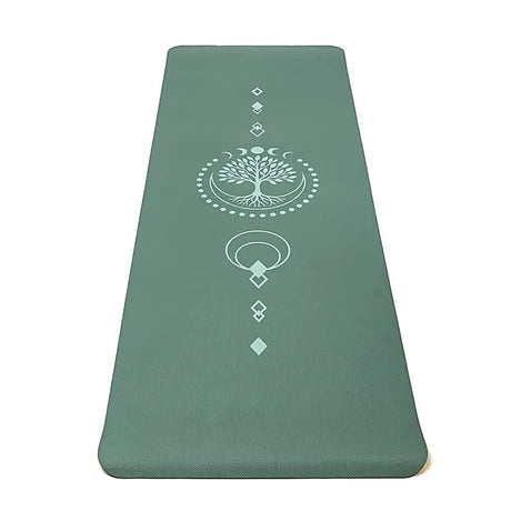 grøn livets træ yogamåtte med print