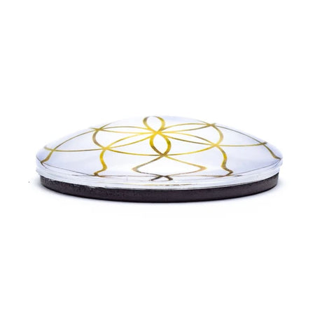 seed of life magnet I guld og hvid set fra siden