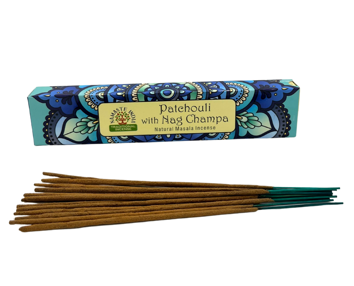 patchouli og nag champa røgelsespinde namaste