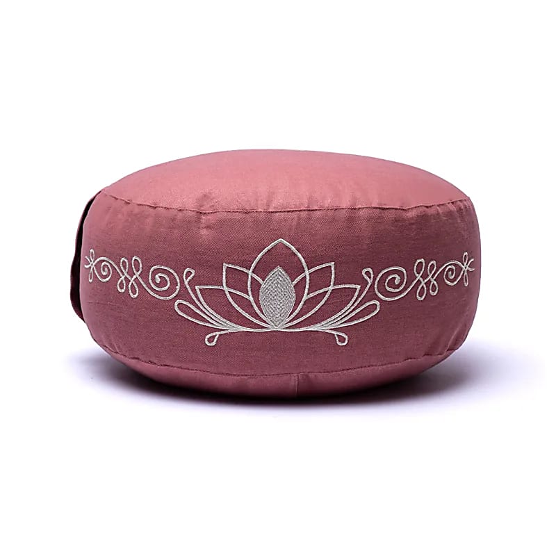 pink lotus meditationspude fra siden med sølv lotus