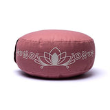 pink lotus meditationspude fra siden med sølv lotus