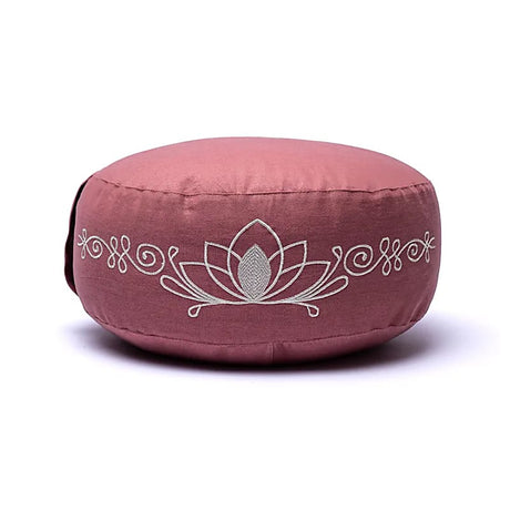 pink lotus meditationspude fra siden med sølv lotus