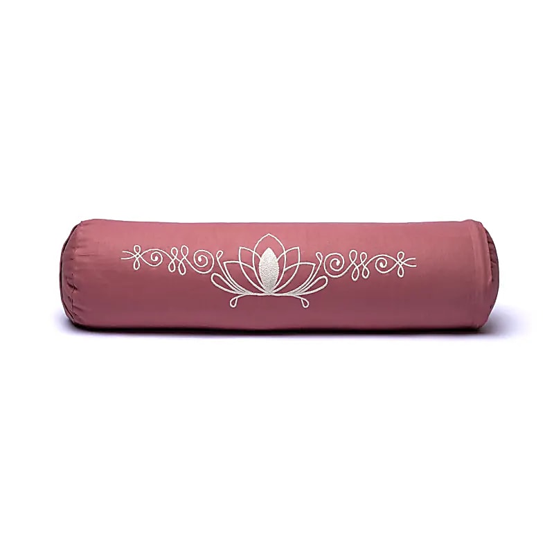 pink yogapølle med lotus set fra siden