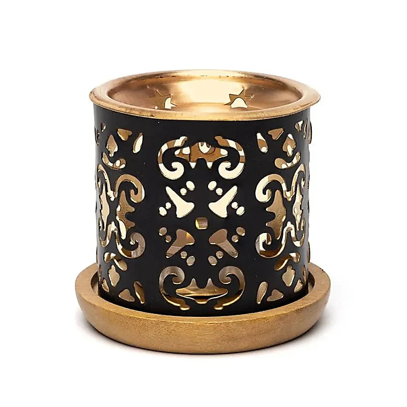 sort og kobber aromafume diffuser med taj mahal mønster