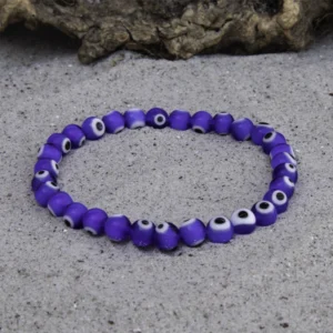 Blåt Tyrkisk Øje | Armbånd | 6mm | 19 cm.