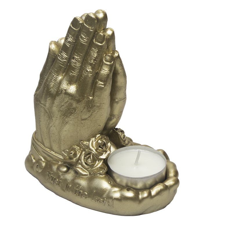 Trust In The Lord | Bedende Hænder Fyrfadsstage | Stage | 12 x 12 x 7 cm