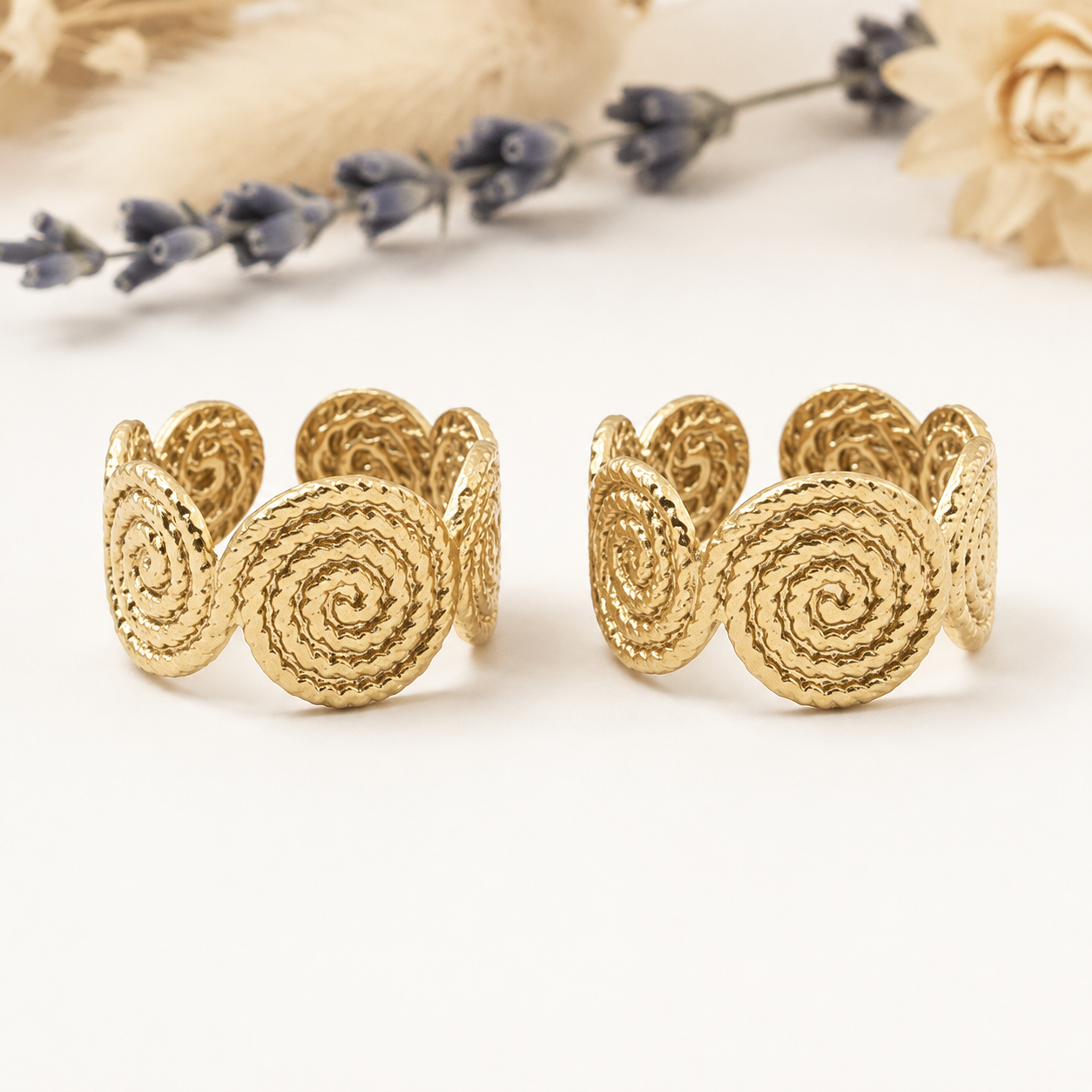 Livets Spiral | Justerbar Fingerring | 18 Karat Guldbelagt